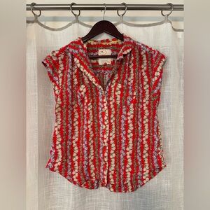 Anthropologie Red Floral Dress